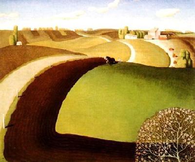Grant Wood Spring Plowing France oil painting art